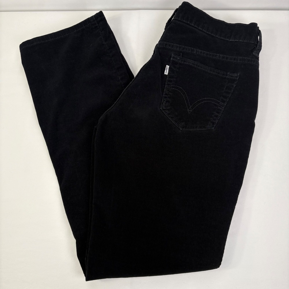 Levis 505 Women's Straight Leg Corduroy Pants Black Stretch Cotton 5-Pocket 4M